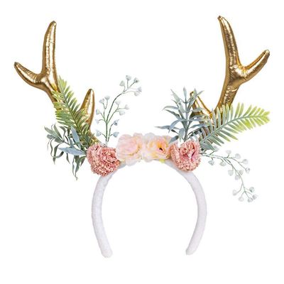 Boland 50027  Headband Reindeer with Flowers, Deer, Fawn, Accessory, Theme Party, Carnival