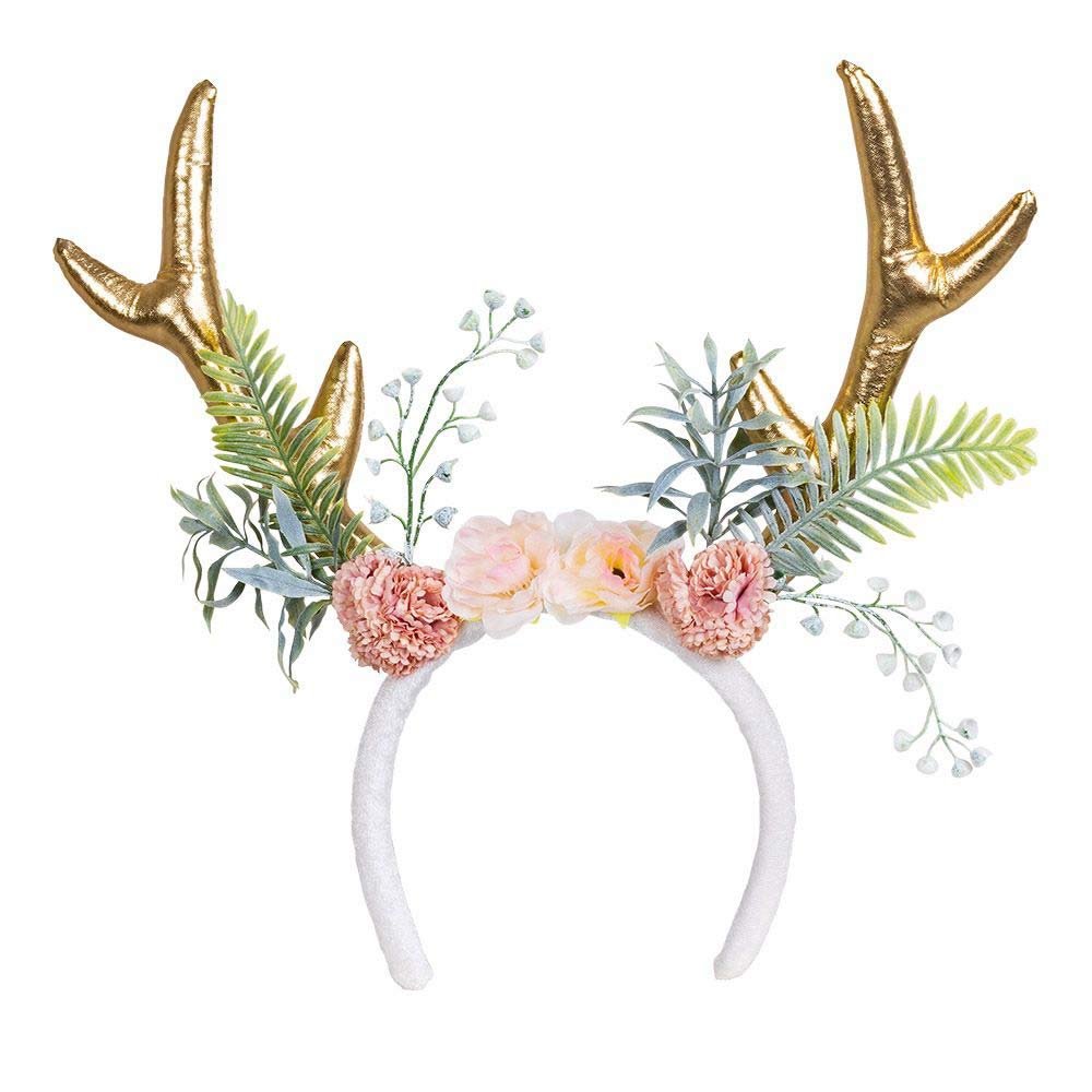 Boland 50027 Headband Reindeer with Flowers, Deer, Fawn, Accessory, Theme Party, Carnival