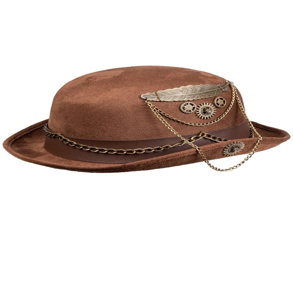 Boland 58 54561 Chainpunk, Brown, Gears, Melon Hat, Steampunk, Theme Party, Carnival