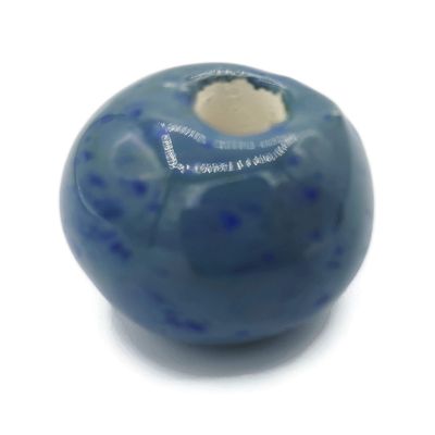1Pc Handmade Extra Large Round Beads, 7 mm Hole, Ceramic Craft Supplies for Macrame (25 mm, Dark Blue Speckled)