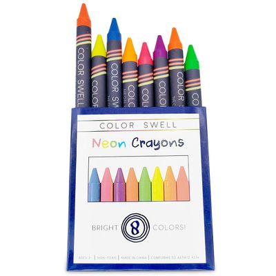 Color Swell Neon Crayon Pack - One Box of Fun Neon Crayons of Teacher Quality Durable for Kids Students Party Favors
