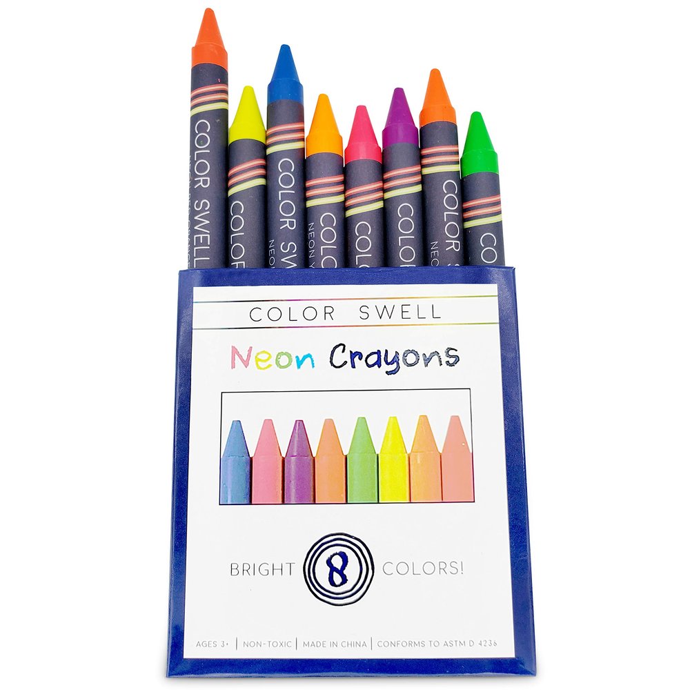 Color Swell Neon Crayon Pack - One Box of Fun Neon Crayons of Teacher Quality Durable for Kids Students Party Favors