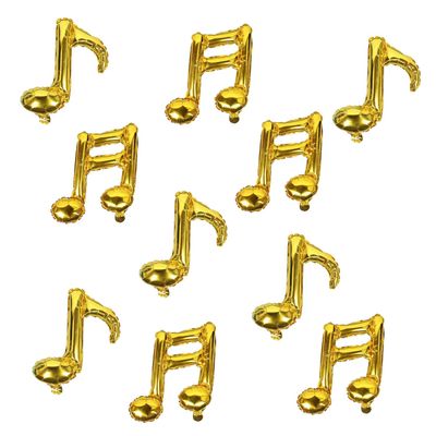 10 Pcs Music Note Gold Balloons Foil Mylar Balloon Happy Birthday Balloon Banner Music Balloons Use for birthday,birthday party,baby shower,outdoor party, home party, celebrations