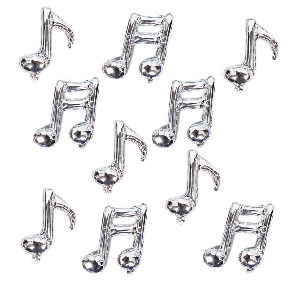10 Pcs Music Note Silvery Balloons Foil Mylar Balloon Happy Birthday Balloon Banner Music Balloons Use for birthday,birthday party,baby shower,outdoor party, home party, celebrations