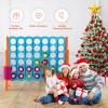 COSTWAY Jumbo 4-to-Score Giant Game Set, 4 in A Row for Kids and Adults, 3.5FT Tall Indoor, Outdoor Set with 42 Jumbo Rings & Quick-Release Slider, Ideal for Holiday Party, Family, Baby Blue view 2