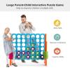 COSTWAY Jumbo 4-to-Score Giant Game Set, 4 in A Row for Kids and Adults, 3.5FT Tall Indoor, Outdoor Set with 42 Jumbo Rings & Quick-Release Slider, Ideal for Holiday Party, Family, Baby Blue view 3
