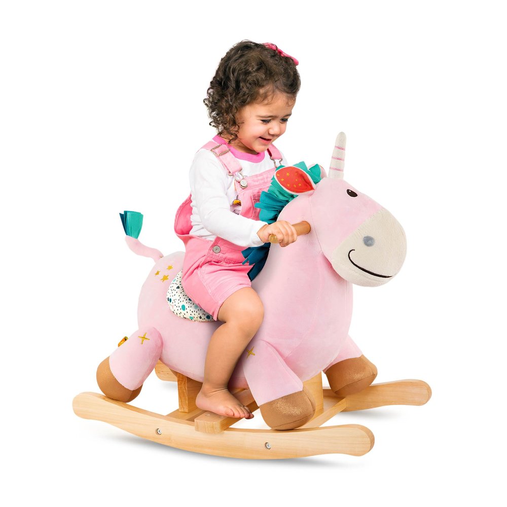 B. toys Unicorn Rocker Unicorn Rocking Toy Wooden Ride On Classic Toys for Toddlers, Kids 18+ Months Rodeo Rocker Cleo