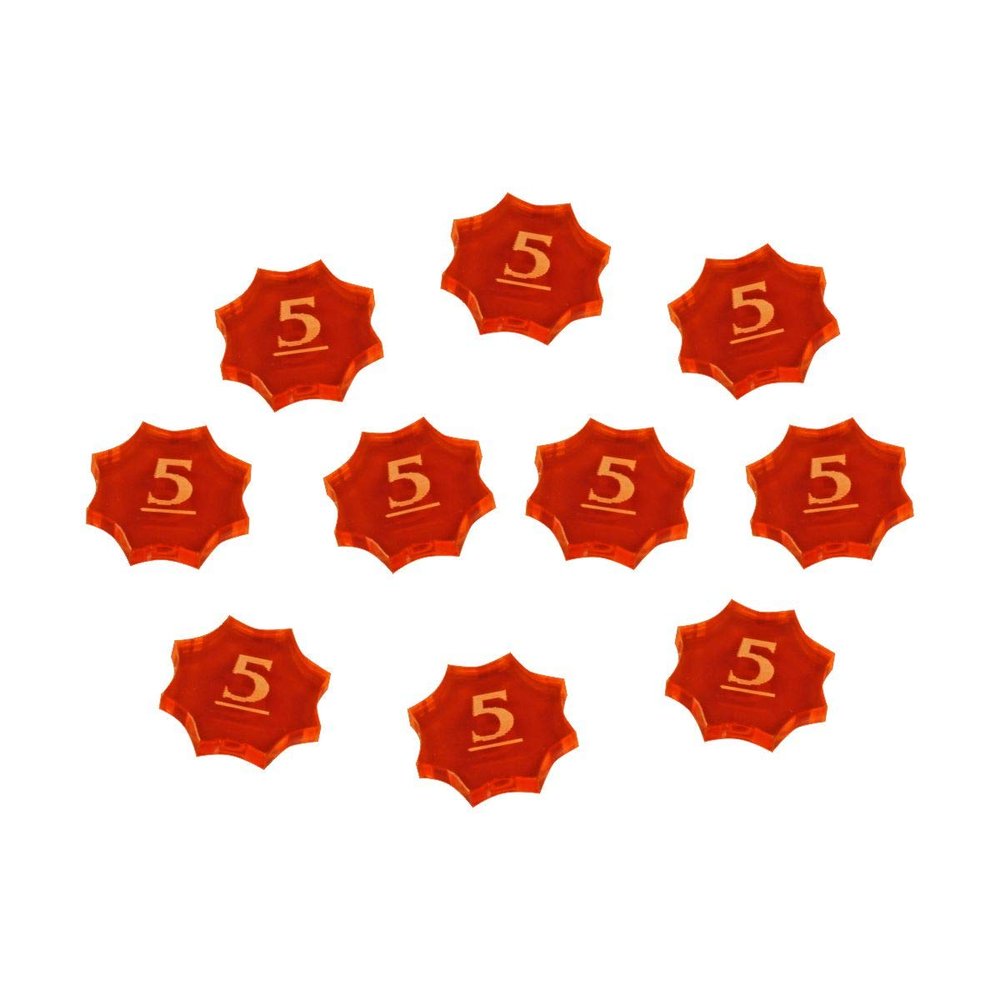 LITKO Spice Tokens | Compatible with Dune | Imperium | Pack of 10 (Fluorescent Amber - 5-Spice)