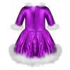 Agoky Kids Girls Christmas Dance Costume Shiny Glossy Metallic Tutu Skirt Jazz Modern Dance Ice Skating Dress Up Purple 14 view 2