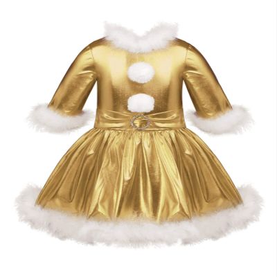 Agoky Kids Girls Christmas Dance Costume Shiny Glossy Metallic Tutu Skirt Jazz Modern Dance Ice Skating Dress Up Gold 14
