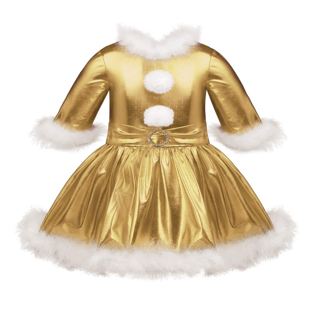 Agoky Kids Girls Christmas Dance Costume Shiny Glossy Metallic Tutu Skirt Jazz Modern Dance Ice Skating Dress Up Gold 14