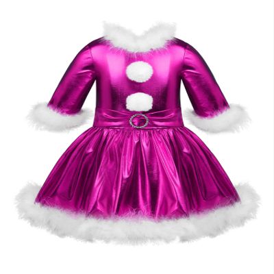 Agoky Kids Girls Christmas Dance Costume Shiny Glossy Metallic Tutu Skirt Jazz Modern Dance Ice Skating Dress Up Rose 12
