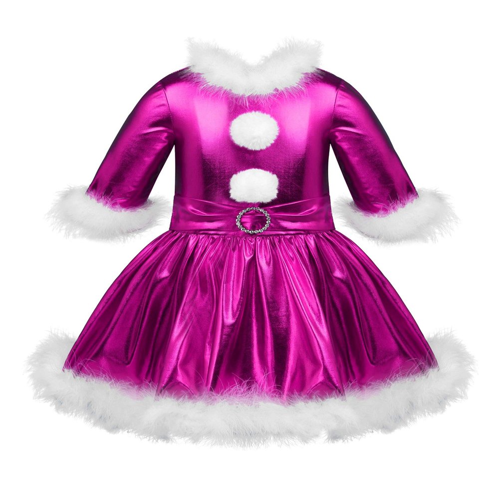 Agoky Kids Girls Christmas Dance Costume Shiny Glossy Metallic Tutu Skirt Jazz Modern Dance Ice Skating Dress Up Rose 12