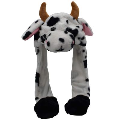JOYHY Kids Adults Plush Hat Ear Moving Ear Flap Hat with Paw Cow
