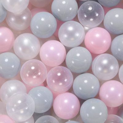 GOGOSO Ball Pit Balls for Toddlers Kids Plastic Balls for Ball-Pit Playpen Pool Baby Play Pastel BPA-Free Non Toxic Play Pastel Crush Proof Bal Pink Gray Clear 100pcs