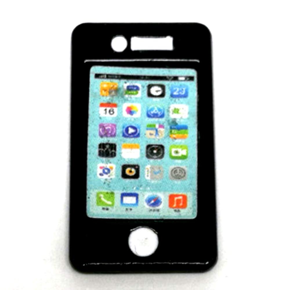SXFSE Dollhouse Decoration Accessories, 1/12 1/6 Dollhouse Miniature Scene Model Mini Smart Phone Scene Model (Black, 26 x 15 mm)