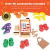 Best Choice Products Pretend Play Grocery Store Wooden Supermarket Toy Set for Kids w/Play Food, Chalkboard, Cash Register, Working Conveyor - Red view 2