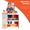 Best Choice Products Pretend Play Grocery Store Wooden Supermarket Toy Set for Kids w/Play Food, Chalkboard, Cash Register, Working Conveyor - Red view 3