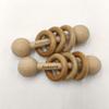Arakierst 2pcs Beech Wood Ring Toy Chew Wood Beads Gym Montessori Toys Wooden Educational Ring Rattle (Rattle 2pcs) view 3
