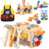 TONZE Kids Tool Set with Apron, 39 PCS Wooden Toddler Tool Bench Box Montessori Toys for 2 3 4 Year Old Boys Girls, Educational STEM Construction Toys Pretend Play Toddler Toys Age 3-5 Birthday Gift view 1