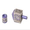 Yair Emanuel Decorative Dreidel with Stand | Pomegranates Cutout Design | Hanukkah Gift Jewish Decorations (Purple, Small) view 2