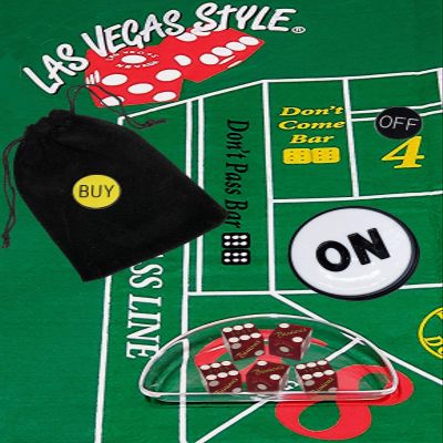 Cyber-Deals Craps Starter Kit Sets, Featuring Authentic Las Vegas Casino Table-Played Dice with Clear Acrylic Dice Boat (Binion's (Red Frosted))
