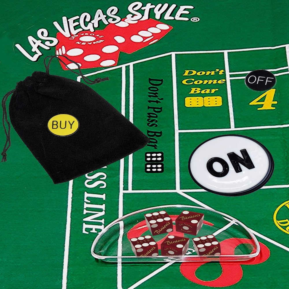 Cyber-Deals Craps Starter Kit Sets, Featuring Authentic Las Vegas Casino Table-Played Dice with Clear Acrylic Dice Boat (Binion's (Red Frosted))