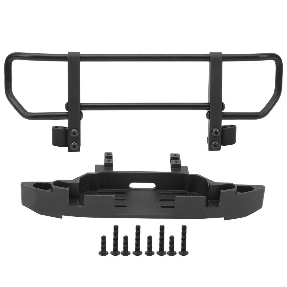 Alomejor RC Front Bumper Metal Front Bumper Base RC Car Accessory Parts Fit Compatible with / 1/10 RC Crawler Car(Black)