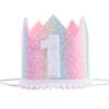 1st Birthday Rainbow Crown - Photo Props for Baby's First Birthday, Mini Pastel Rainbow Party Decorations view 1