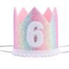 6th Birthday Rainbow Birthday Crown Hat - Photo Props, Mini Crown Party Decorations view 1