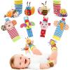 Bloobloomax Soft Baby Rattle Wrist Rattle Foot Finder Socks Set,Cotton and Plush Stuffed Infant Toys,Birthday Holiday Birth Present Gift for Newborn Boy Girl Kids Toddler (8pcs-B Set) view 1
