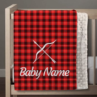 Scotch Check Personalized Newborn Baby Gifts - Soft Plush Minky Dot Toddler Baby Blanket Custom with Name - Print 30"x40"