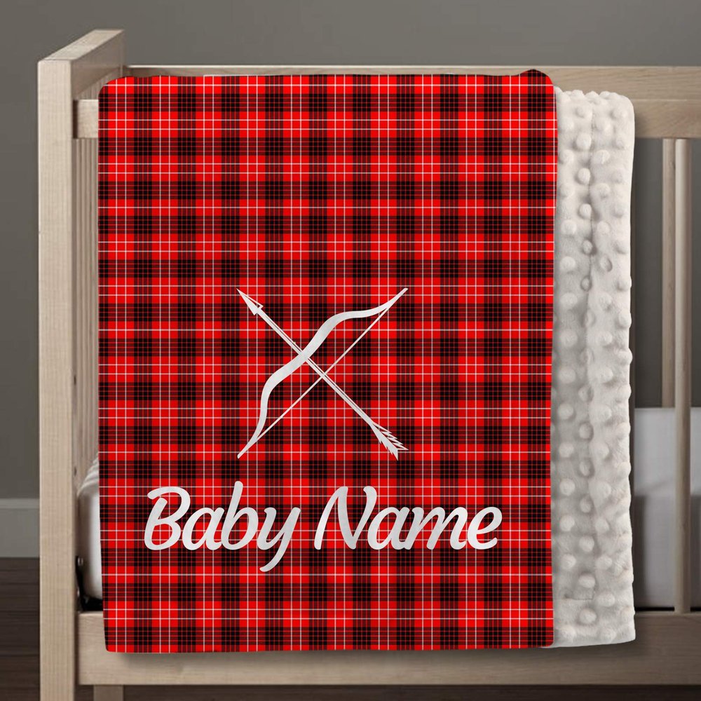 Scotch Check Personalized Newborn Baby Gifts - Soft Plush Minky Dot Toddler Baby Blanket Custom with Name - Print 30"x40"