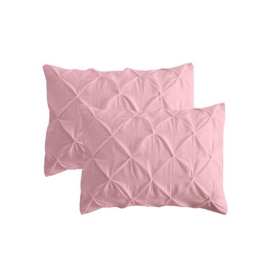 JBD LINEN Pinch Pleated Pintuck Design Baby Pillow/Travel Sized 12 x 16 inch Cushion Cover Set of 2 Piece, 800 Thread Count 100% Organic Cotton Baby Pink Solid