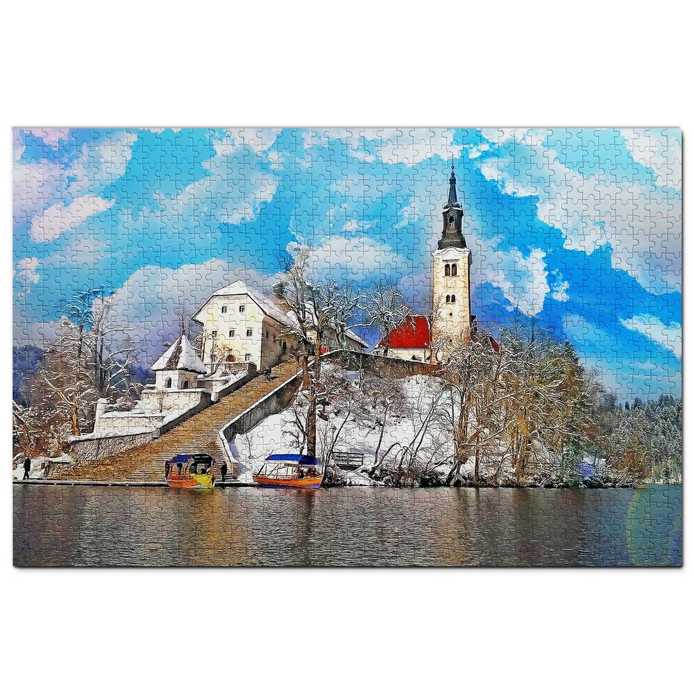 Slovenia Jigsaw Puzzle 1000 Piece Bled Island Slovenia Puzzle Game Artwork Travel Souvenir Wooden