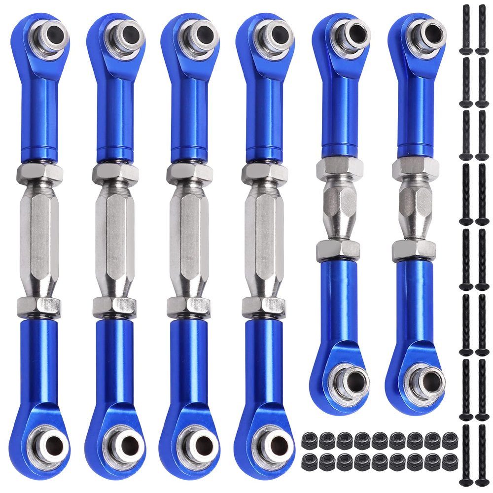 Hobbypark Aluminum Adjustable Tie Rods Toe Links Set Linkage Steel Turnbuckles for Arrma 1/10 Granite 4X4 Replacement (6-Pack) (Navy Blue)