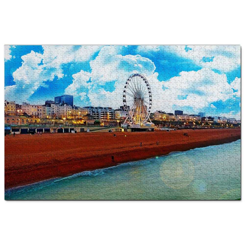 UK Jigsaw Puzzle 1000 Piece UK England Brighton Beach Puzzle Game Artwork Travel Souvenir Wooden