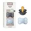 BIBS Pacifiers - Supreme Collection | BPA-Free Baby Pacifier | Made in Denmark | Set of 2 Iron/Baby Blue Color Premium Soothers | Size 0-6 Months view 1