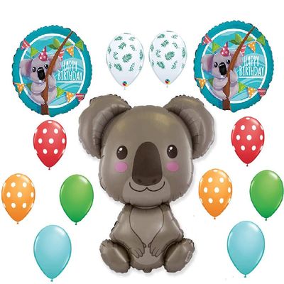 13pc new party BALLOONS baby KOALA BEAR birthday AUSTRALIA new zealand jungle animal safari FAVORS decor eucalyptus