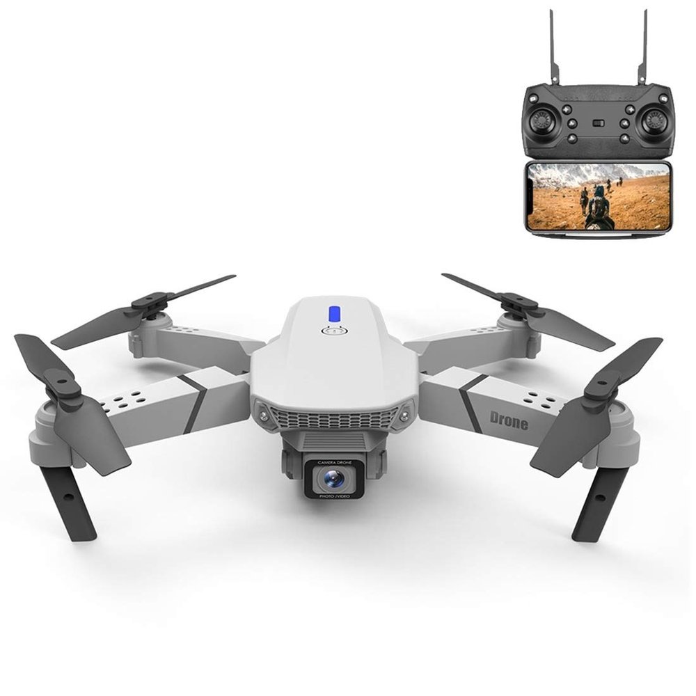 Electronic Product,4K Double HD Camera Mini Foldable RC Drone Remote Control Aircraft Black Happy amanda's Store (Color : White)