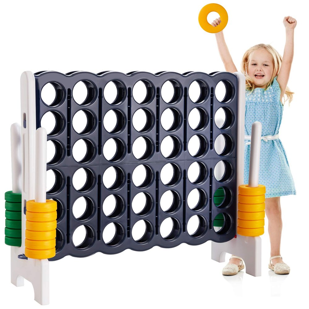 Costzon Giant 4-in-A-Row, Jumbo 4-to-Score Giant Game Set for Kids & Adults, Indoor Outdoor Yard Connect Game, 3.5FT Tall with 42 Jumbo Rings & Quick-Release Slider, Perfect for Family & Party Games