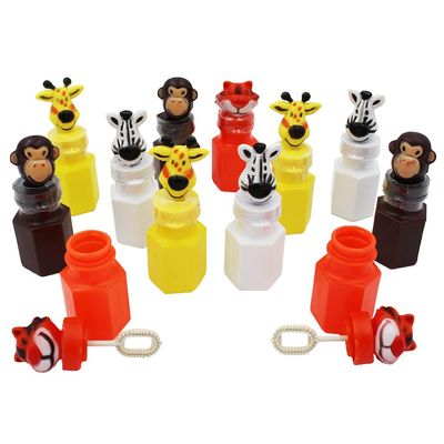 Animal Safari Zoo Bubbles, Includes Bubble Wand - Pack of 12 Hexagon Jungle Bubble Bottles Party Favors, 3" Bottle Themed Birthday Party Favors, Goody Bag Toys for Kids