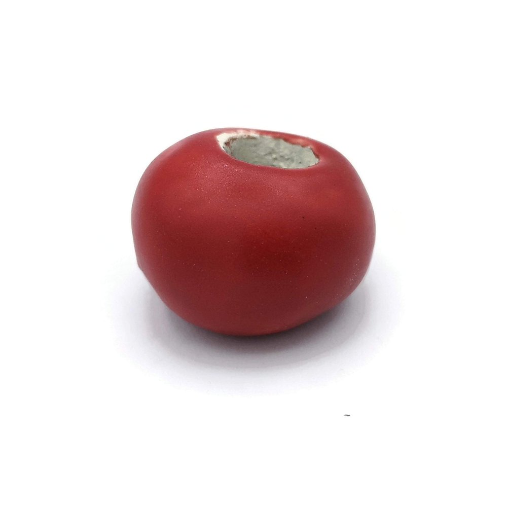 1Pc Handmade Extra Large Round Beads, 7 mm Hole, Ceramic Craft Supplies for Macrame (20 mm, Matte Red)