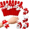 12 PCS Christmas Slap Bracelets, Christmas Snap Hand Ring Bands Toys, Santa Claus Snowman Reindeer Ice Bear Patterns Decorative Wristband Bracelet, Kids Christmas Party Fillers Favours (Non-Sequined) view 1