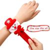 12 PCS Christmas Slap Bracelets, Christmas Snap Hand Ring Bands Toys, Santa Claus Snowman Reindeer Ice Bear Patterns Decorative Wristband Bracelet, Kids Christmas Party Fillers Favours (Non-Sequined) view 3