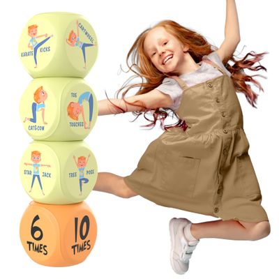 Skywin Exercise Dice for Kids Fun 6 Sided Foam Workout Dice, Kids Workout Equipment for Playtime, PE Class, or Family Workouts Great Fitness Gift for Children and Little Athletes (1 Pack)