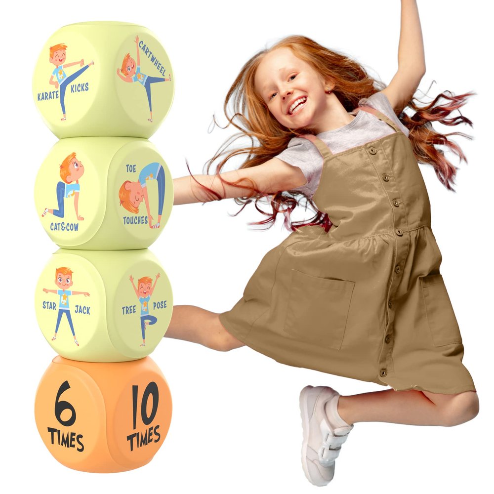 Skywin Exercise Dice for Kids Fun 6 Sided Foam Workout Dice, Kids Workout Equipment for Playtime, PE Class, or Family Workouts Great Fitness Gift for Children and Little Athletes (1 Pack)