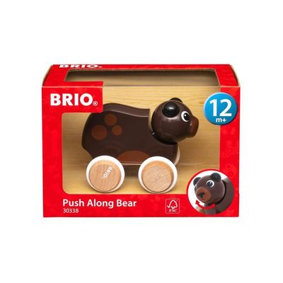 BRIO 30338 Push Along Bear | The Perfect Playmate for Your Toddler, White
