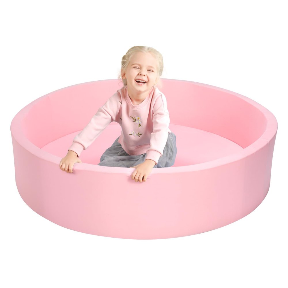 TRENDBOX Extra Large Soft Foam Ball Pit 51.2" x 11.8" (NO Balls) in Large Sponge Round Ball Pool Indoor Round Children Toddler Playpen - Light Pink