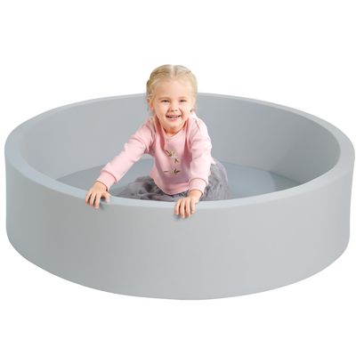 TRENDBOX Extra Large Soft Foam Ball Pit 51.2" x 11.8" (NO Balls) in Large Sponge Round Ball Pool Indoor Round Ball Pits Children Toddler Playpen - Light Gray